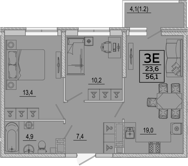 Продается 3-комн. квартира, 54.9 м²
