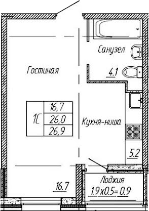 Планировка 26 м²