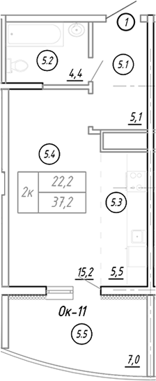 Планировка 33.5 м²