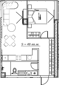 Планировка 49.9 м²