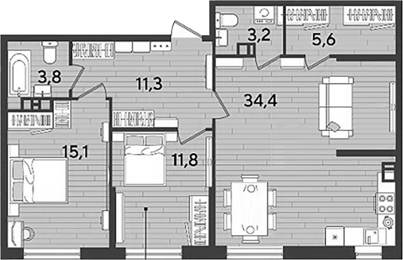 Продается 2-комн. квартира, 85.2 м²