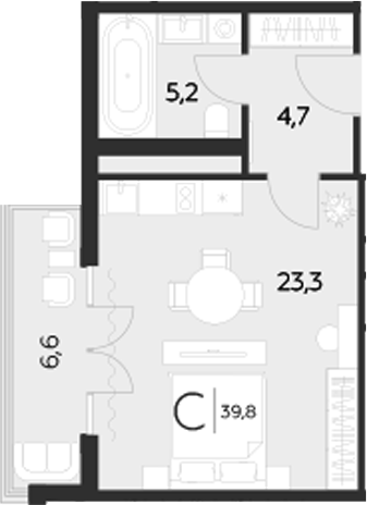 Планировка 32.2 м²
