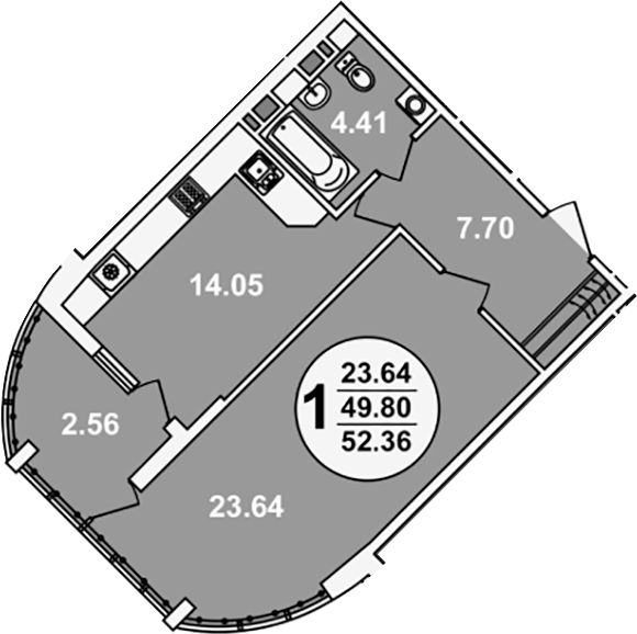 Планировка 49.8 м²