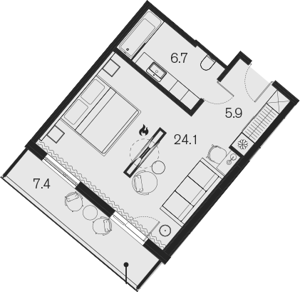 Планировка 36.7 м²