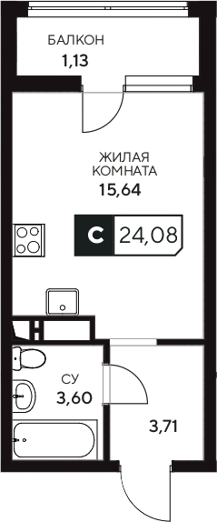 Планировка 22.95 м²