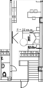 Планировка 33.5 м²