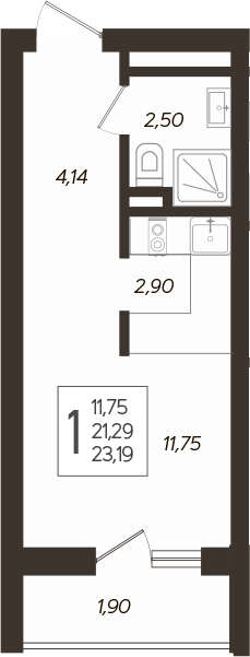 Планировка 21.8 м²