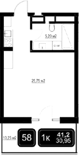 Планировка 30.95 м²