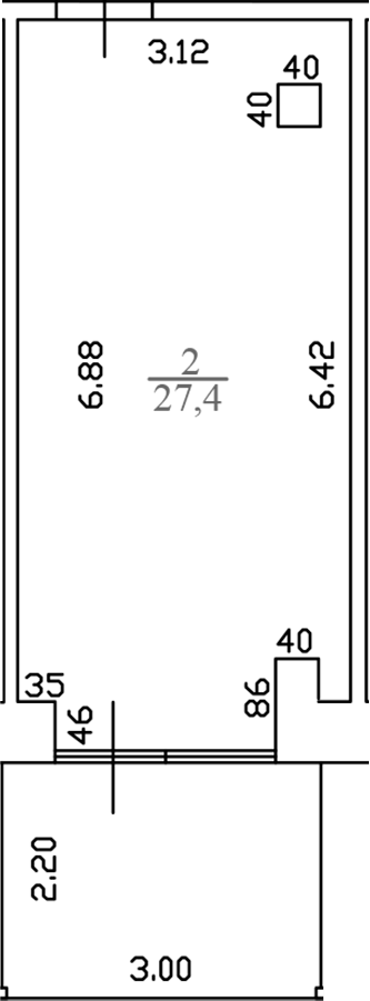 Студия · 27.4 м²