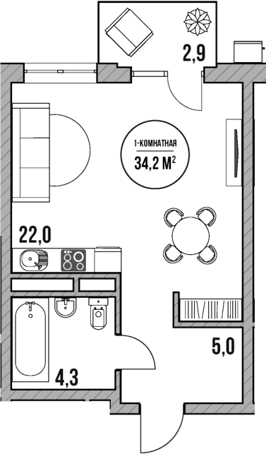 Планировка 31.3 м²