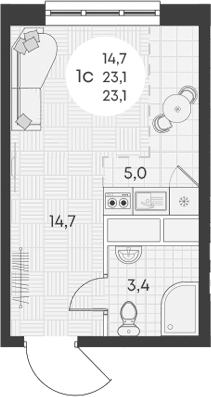 Планировка 23.1 м²