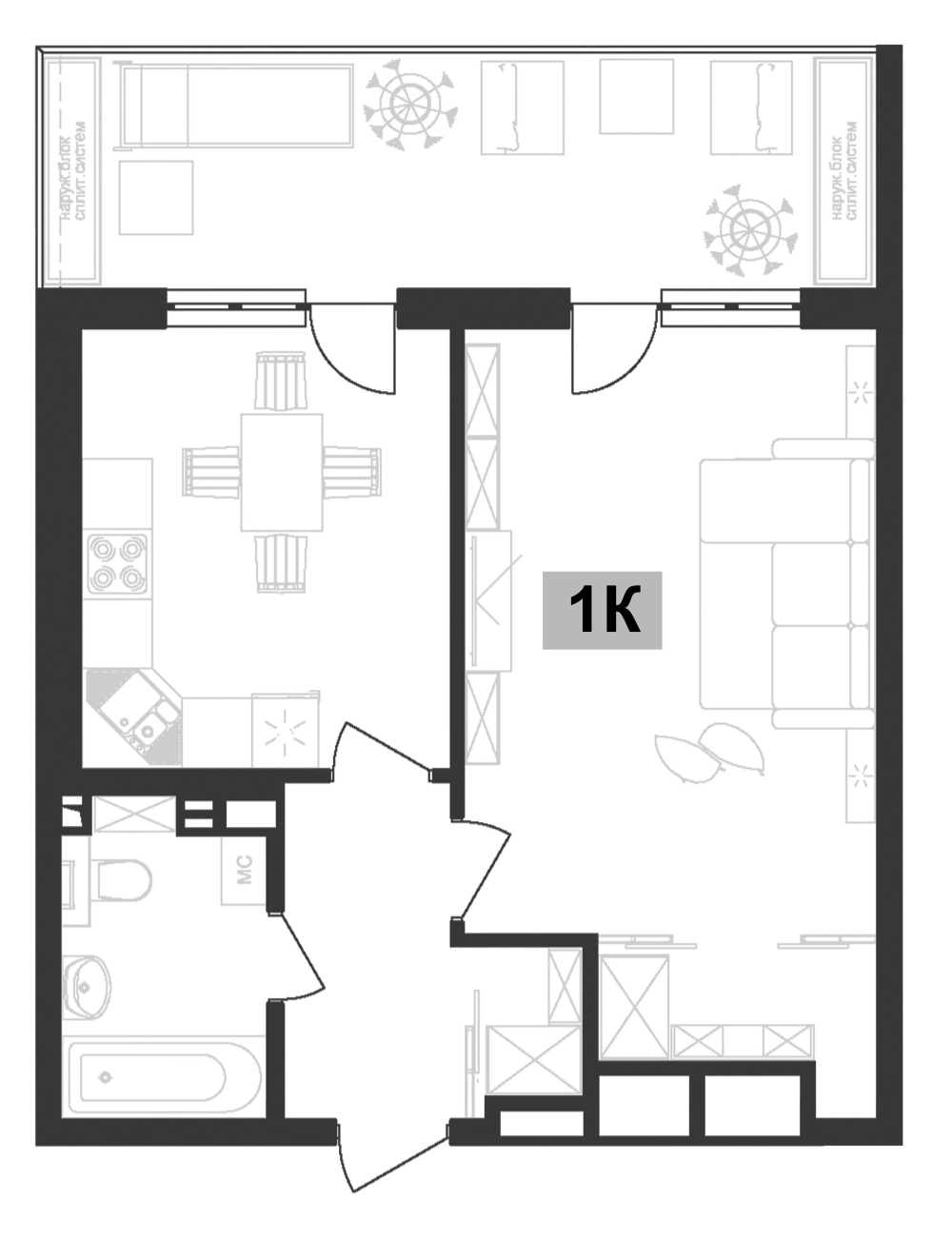 Планировка 42.19 м²