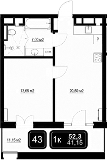 Планировка 41.15 м²