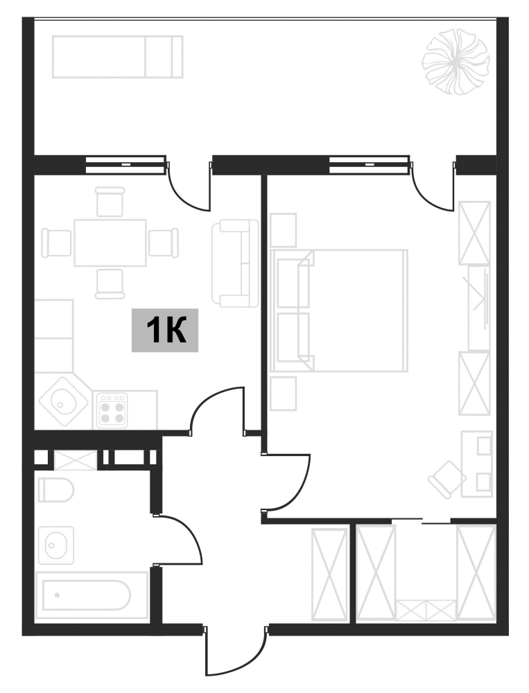 Планировка 44.79 м²