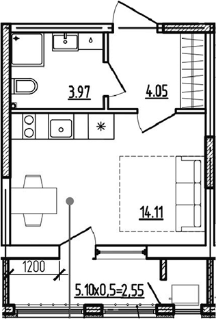Планировка 22.13 м²