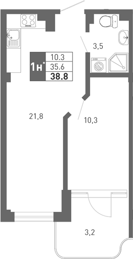 Планировка 34.7 м²