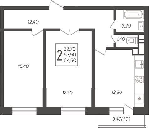 Планировка 65.12 м²