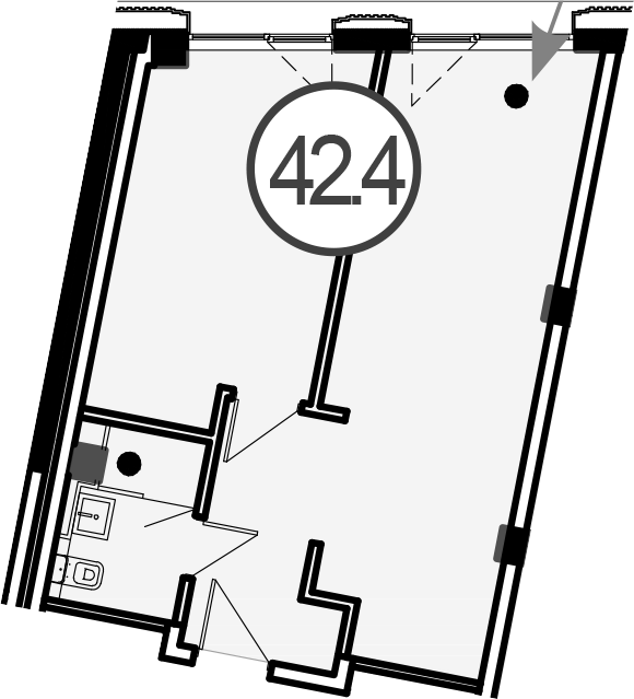 Продается 1-комн. квартира, 42.4 м²
