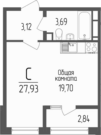 Планировка 26.51 м²