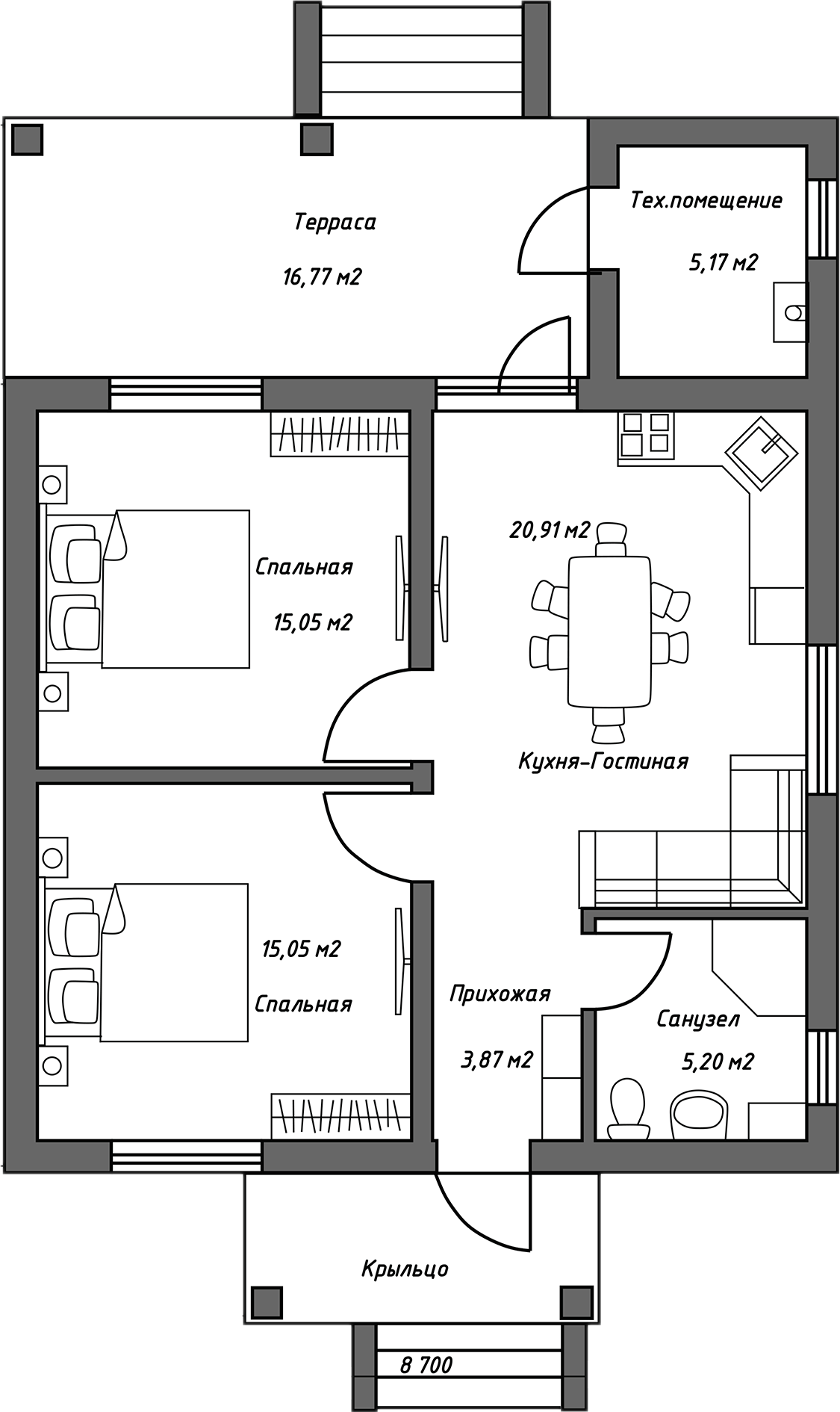 Планировка 71.23 м²