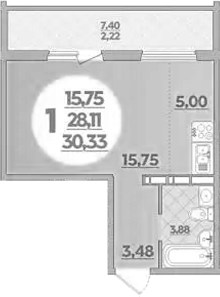 Планировка 28.11 м²