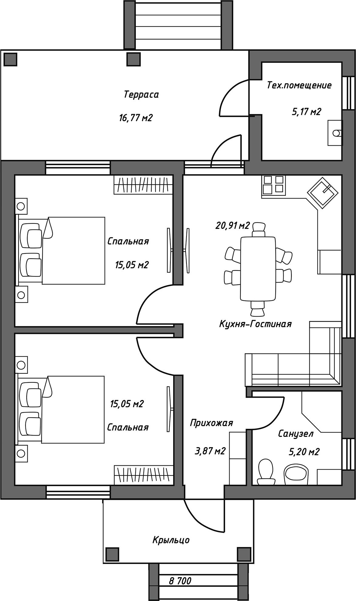 Планировка 71.23 м²