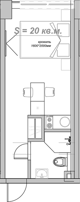Планировка 19.4 м²