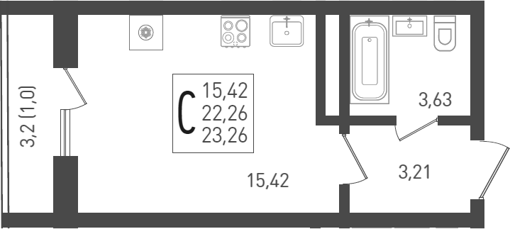 Продается 1-комн. квартира, 23.2 м²