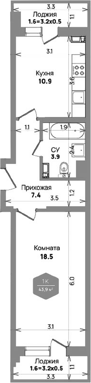 1-комн. · 40.7 м²