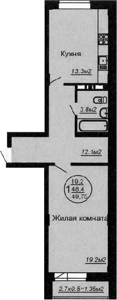 Планировка 50.5 м²