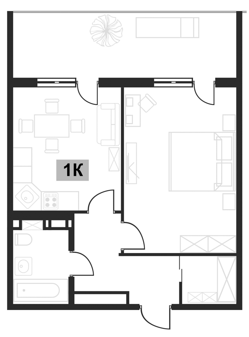 Планировка 43.89 м²