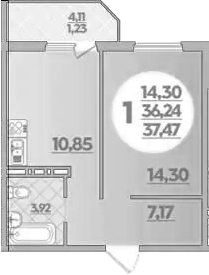 Планировка 36.24 м²