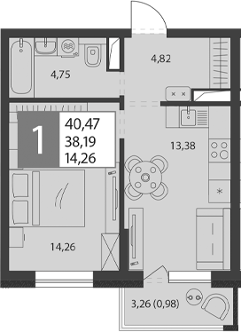 Планировка 37.21 м²