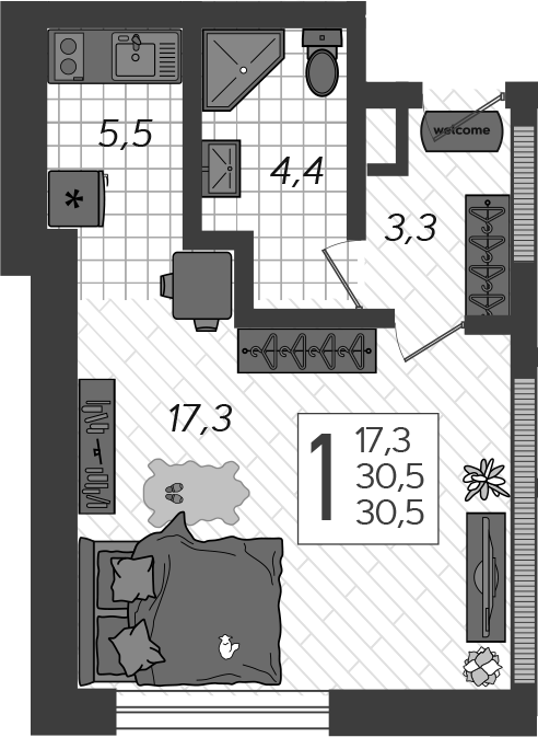 Планировка 37.2 м²