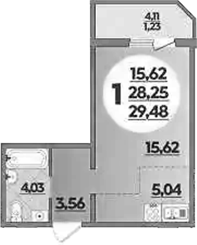 Планировка 28.25 м²