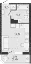 Планировка 19.1 м²