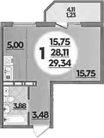 Планировка 28.11 м²