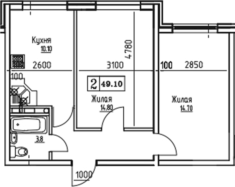 2-комн. · 49.06 м²