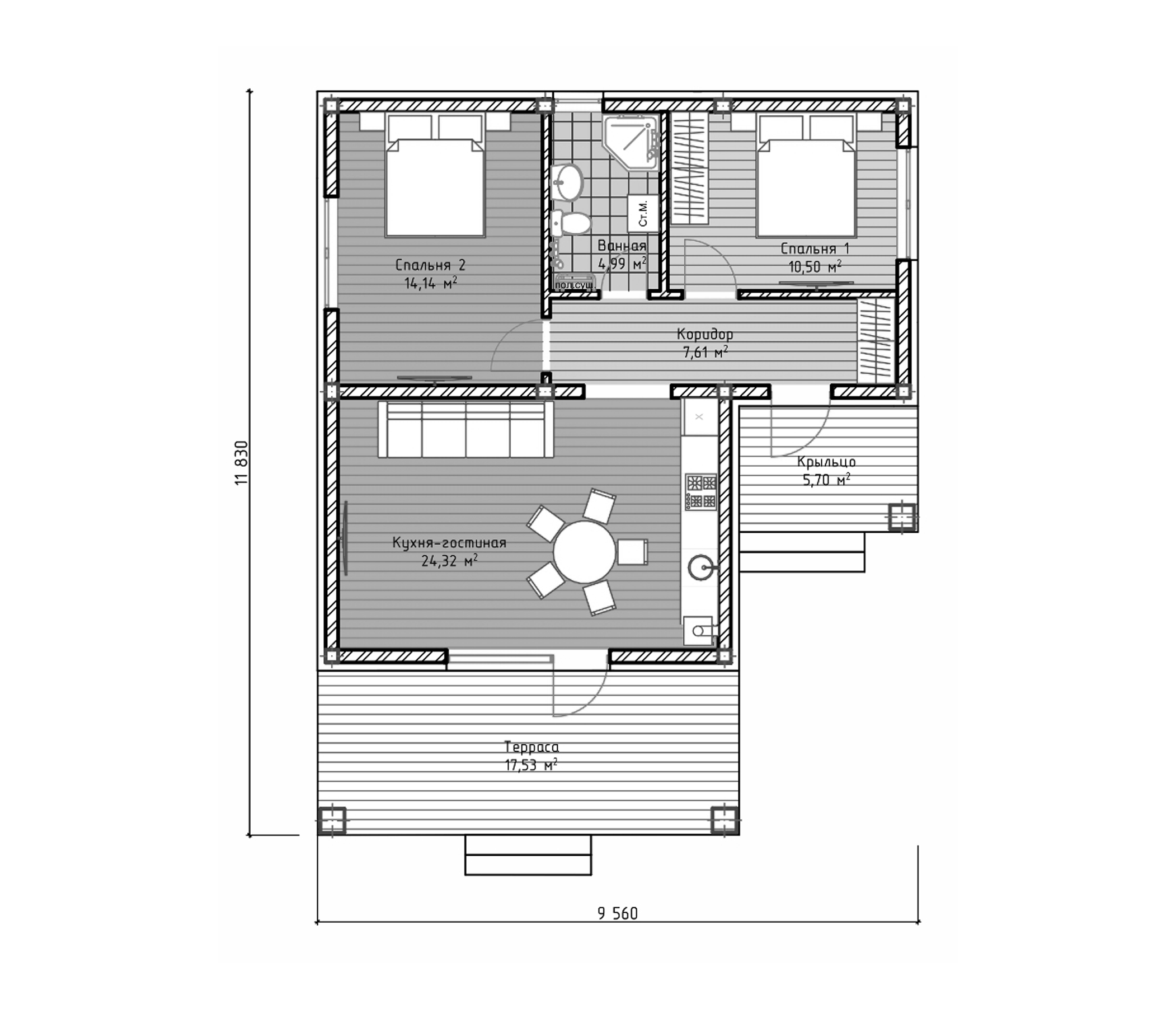 Планировка 66.47 м²