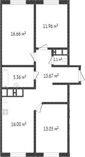 Планировка 76.95 м²