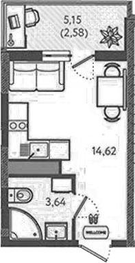 Планировка 18.25 м²