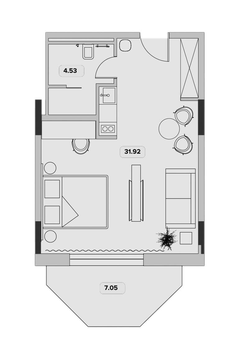 Планировка 35.3 м²