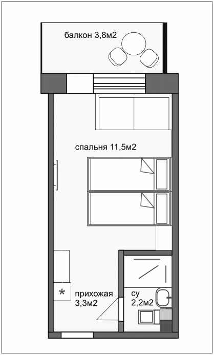Планировка 14.4 м²