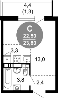 Планировка 22.5 м²