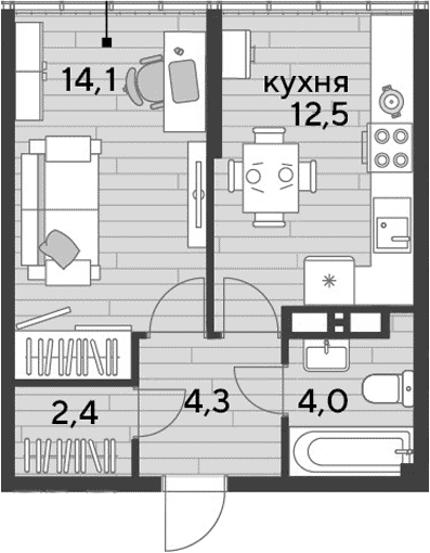 Продается 1-комн. квартира, 37.3 м²