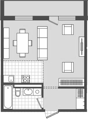 Планировка 46.9 м²