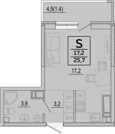Планировка 24.3 м²