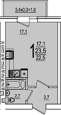 Планировка 22.5 м²