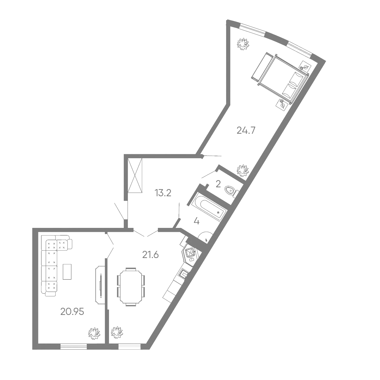 Планировка 86.39 м²