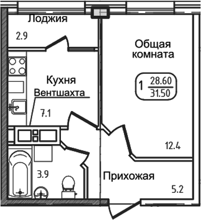 Планировка 27.1 м²